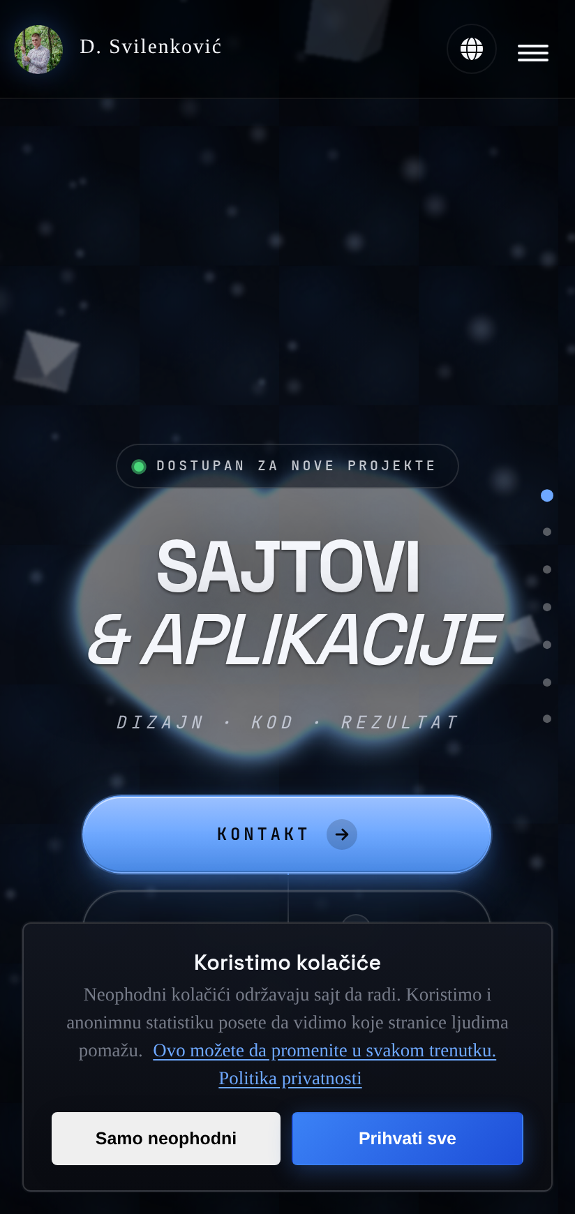Naslovna sajta na mobilnom telefonu