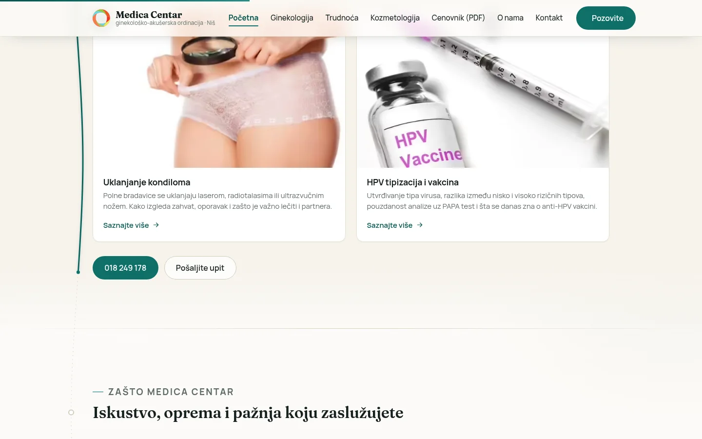 Istaknute usluge i razlozi za izbor ordinacije Medica Centar