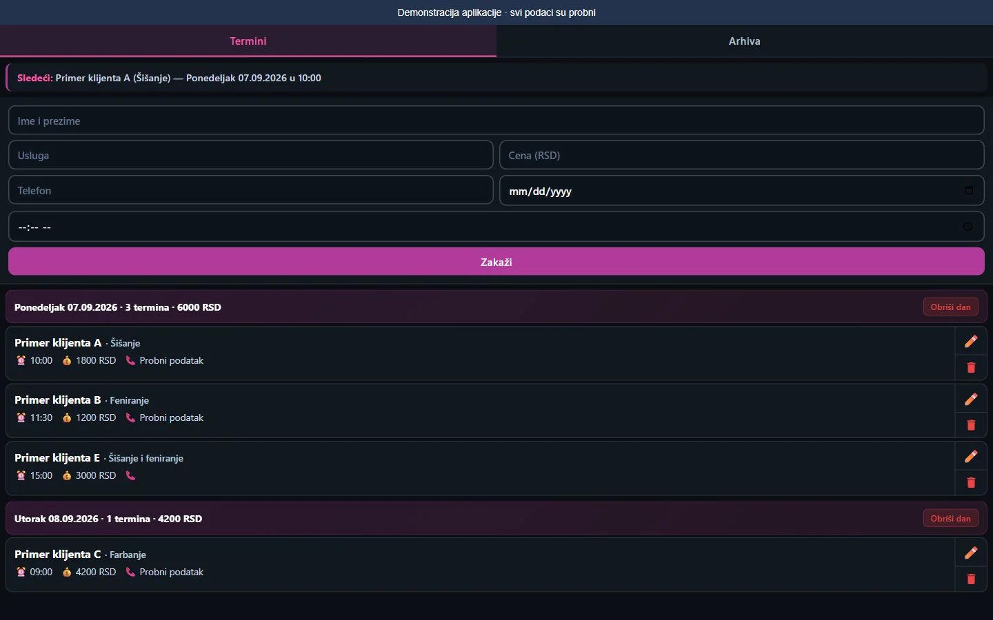 See the whole day. View with sample data.